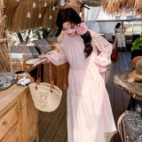 Seaside Holiday Wind Out-Of-Shoulder Dress Woman 2025 New French Gentle Wind Sweet Loose Fairy Dress