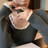 KANING Retro-Colored Bottom-Up Knitted Shirt 2026 Autumn New French Temperament To Wear Sweater Inside
