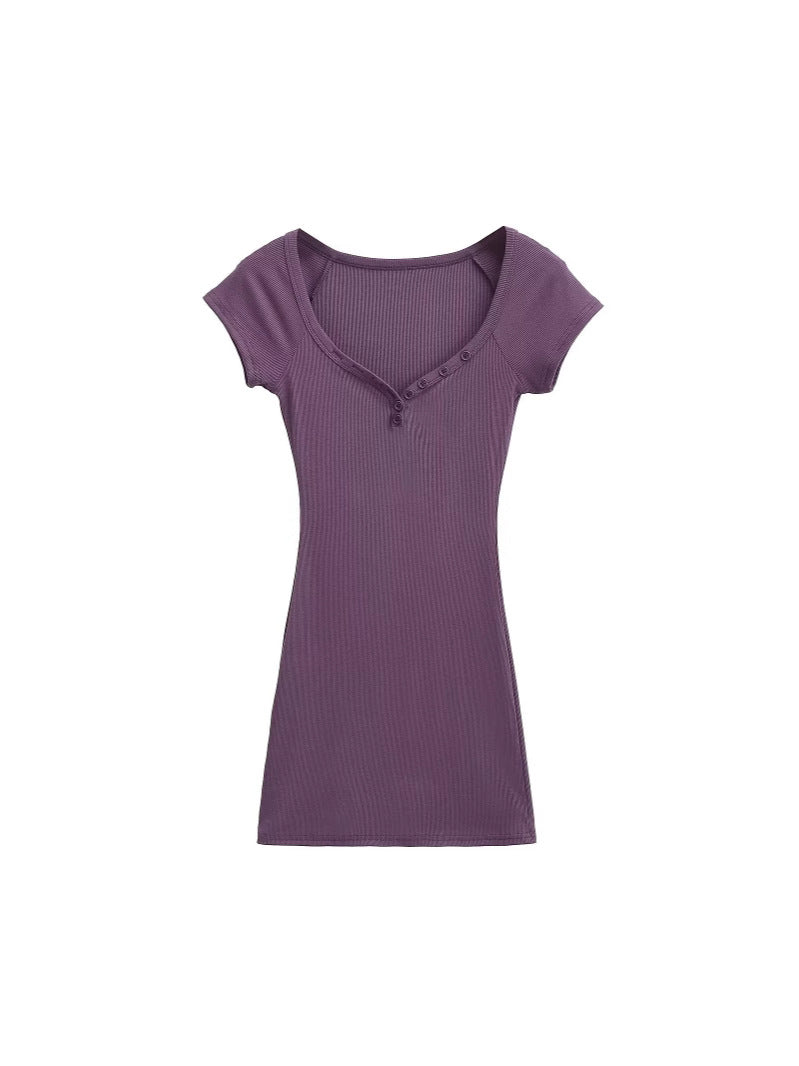 Spice Girls New Solid Color 2025 Summer Babes Heart Collar Thin Ass Hip Dress Skirt