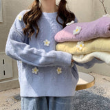 Miss Xue Autumn And Winter New Mahjong Sweater Handmade Three-Dimensional Small Flowers Gentle Wind First Love Knitting Shirt