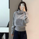 KANING Korean Irregular Collar Thicken Knitted Shirt 2026 Autumn And Winter New Design Sense Lazy Jacket Sweater