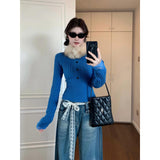 KANING Korean Babes Taut Mah-Shua New Year Red Sweater Spring And Autumn High-End Knitted Shirt