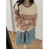 KANING Korean Version Of Round-Neck Striped Knitted Jersey 2026 Autumn And Winter New Loose Sweater Jacket