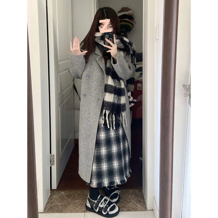 2025 Autumn And Winter New Wool Coat Female Korean Version Of Loose Temperament Elegant Long Coat Outside The Female