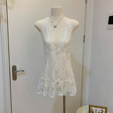 Pure Desire Alone To White Lace Lace Sling T-Shirt Women 2026 Spring And Autumn Folding Bottom Top