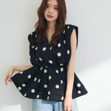 Multiplication A Large Number Of Goods Temperament Neckless Vest Wave Point Waist-To-Sleeve-Less Waist-Suffet Women's Age Reduction Top