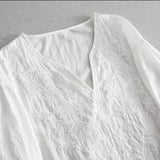 Temperament 2025 Embroidery Loose Summer New Skinny Cotton Dress White Dress Size Women's Clothing