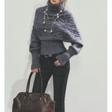 KANING Mahjong Bat Sleeve Turtleneck Sweater Women 2026 Autumn And Winter New Lanky Knitting Shirt