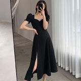 Dress Dress Women's Dress 2025 Summer New Bubble Sleeves Lead Hepburn Style French Sweet Retro A Fork Skirt