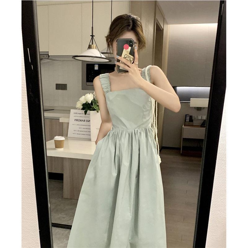 French Suspension Dress Women's Summer 2025 New Slimming Back Temperament A-Character Skirt