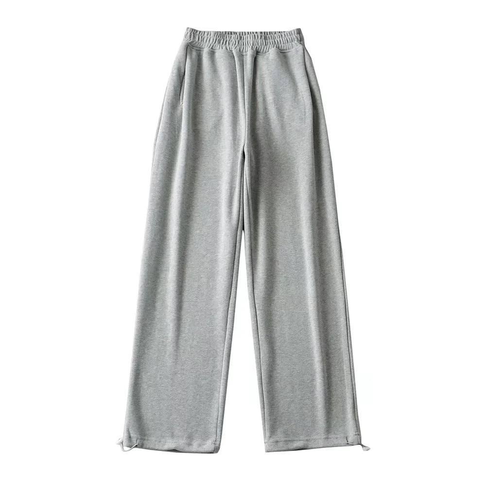 12 Color Loose Casual Foot Pants Women's Trousers Chic Dredging Sweatpants Straight Draw Rope Broad Leg Trousers Drag Floor Pants