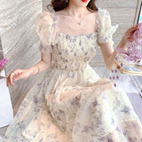 Summer Tea Break French Ink Painting To Collect Thin Temperament Lady White Chiffon Dress Women's Clothing Mall The Same