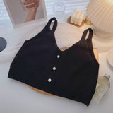 KANING Korean Version Of Sling Knitted Vest 2026 Autumn New V-Neck Vest Folded Knitted Shirt