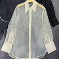 European Heavy Industry Hot Diamond Sun Protection Shirt Women's Flip-Flop Thin Cardigan Showing Thin Silk Shirt Top Summer