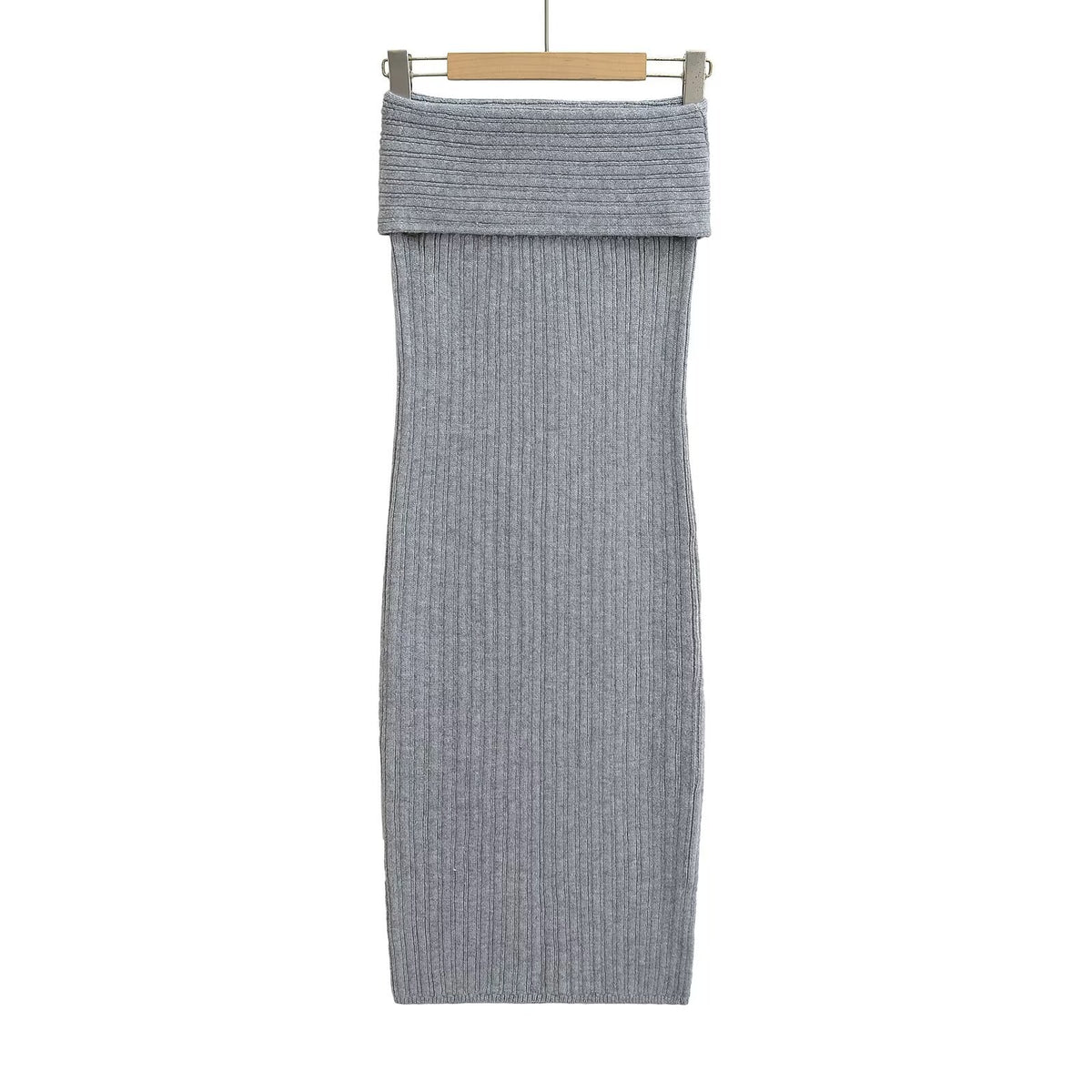 Temperament Gray Side Low-Waisted Woven Ass Skirt Simple Street Slimming Leisure Half Body Skirt Spring