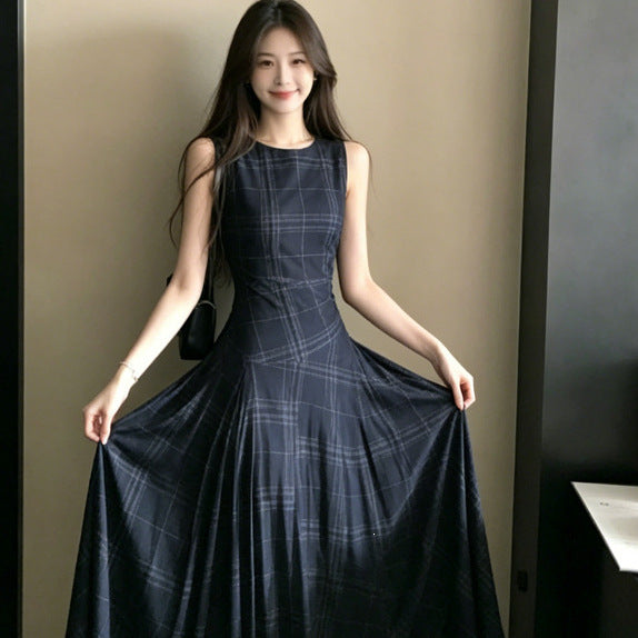 Summer Art Style Retro Style Vest Dress Femininity Elegant Shoulder A-Character Dress