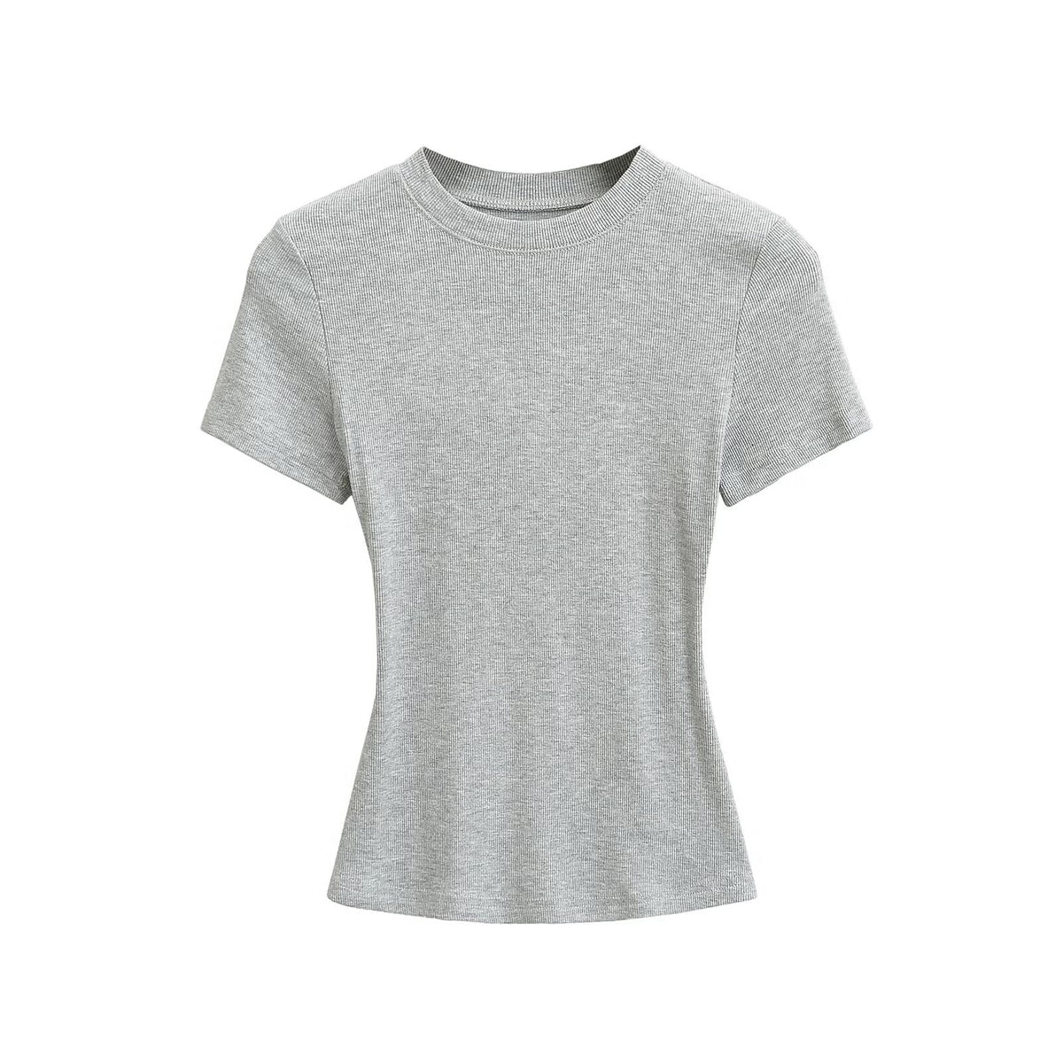 Summer Shoulder Ant Waist T-Shirt Thread Solid Color Foundation Repair Bottom Wide Edge Round Neck Bottom