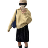 KANING Half-High Collar Half Zipper Red Sweater 2026 Autumn And Winter New Design Sense Loose Knitted Shirt