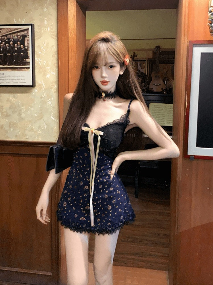 (40 Cotton) SYJ/Shu Yijia Pure-Want Hottie Sling Dress Lace Splicing Bag Left