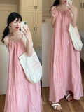 Pink Suspension Dresses Women's Summer New Beach Beach Dress Hanging Neck Design Small Dress