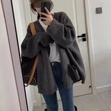 KANING Lazy Wind Loose V-Neck Knitted Cardigan Women's New Design Sensing Pocket Sweater Coat For Autumn And Winter 2026