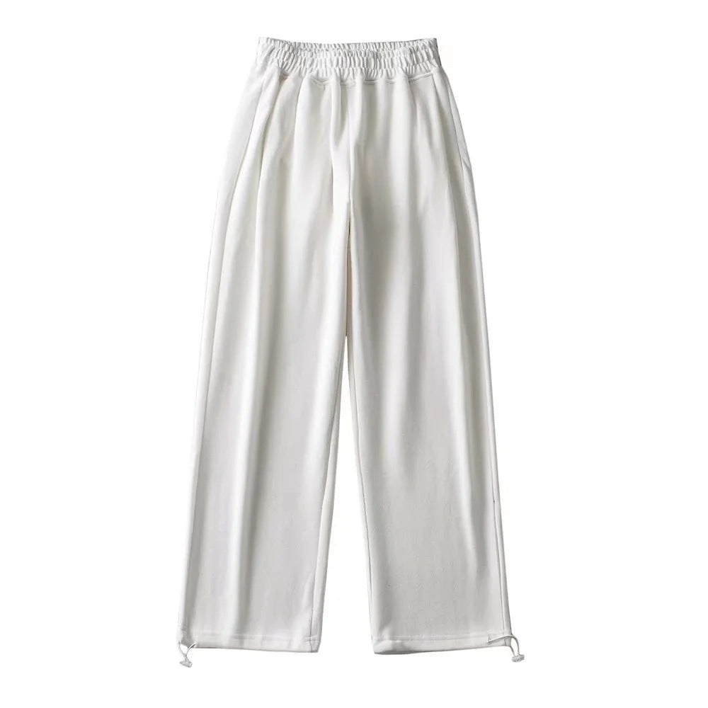 12 Color Loose Casual Foot Pants Women's Trousers Chic Dredging Sweatpants Straight Draw Rope Broad Leg Trousers Drag Floor Pants
