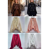 Heavy Industry French Court Style Drilled Bat Sleeve Design Small Fashion Quality Shirt 2025 Autumn And Winter New