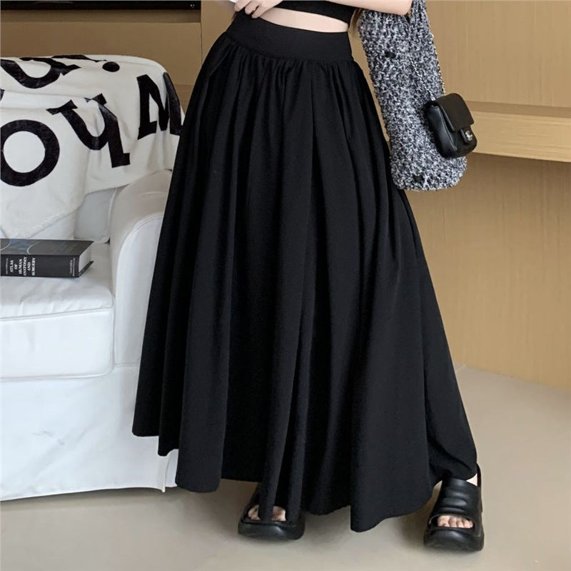 French Casual Style Skirt Summer New High-Waist A-Style Long Skirt