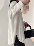 French-Style T-Shirt White Bottoming Shirt Women's Autumn And Winter Plus Thick Loose Lazy Wind To Catch Up With Long Sleeves