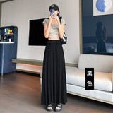 Grey Half-Dress Women's Summer New Tight Waist Thin Swing A-Word Long Skirt