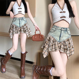 Stupliced Cowboy Half-Dress Woman 2026 New Age Reduction Of The Ocean, Fashionable High-Rise Thin A-Word Short Skirt Tide