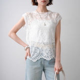 Multiplication Large Number Of Goods New High-End Collar Lace Lace Fashion Sleeveless Shirt Top Lady