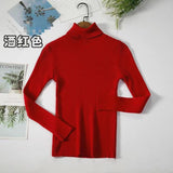 Spring And Autumn Blouse New Korean Version Of The Slime With High-Necked Long-Sleeved Bottom Shirt Thin Sweater Knitted Sweater Tide