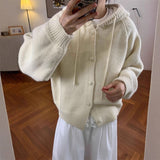 KANING Design Hooded Knitted Cardigan Women 2026 Autumn And Winter New Korean Version Of Loose Soft Glutinous Solid Color Sweater Women
