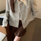 Fake Two POLO Collar Small Fragrant Coat 2026 Autumn And Winter New Short Temperament Coarse Flowers, High-End Short Top Woman