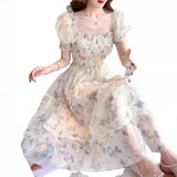 Summer Tea Break French Ink Painting To Collect Thin Temperament Lady White Chiffon Dress Women's Clothing Mall The Same