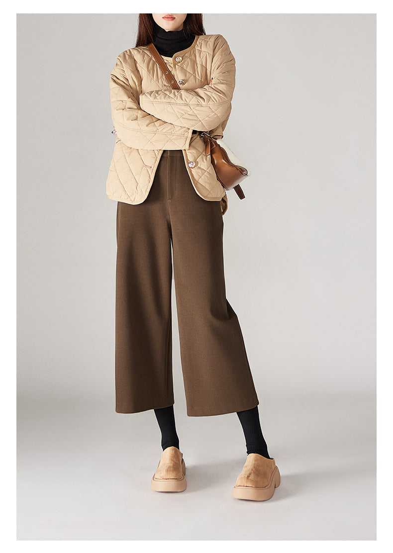 Specialty Quality Warm Eight-Point Broad Leg Pants 2026 Winter New Fashion Plus Thick Hairy Slacks Women's Pants