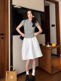 Summer New Three-Dimensional High-Waist College Wind Half-Dress Women Show Thin Tight Waist Casual Fashion Sports