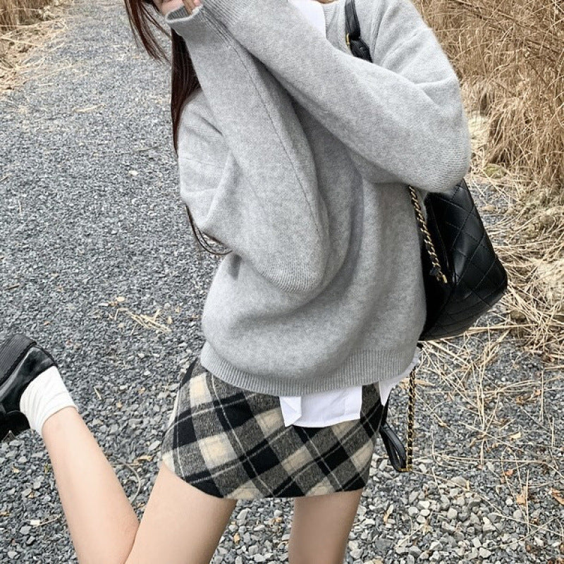 KANING Candy Round-Neck Knitted Shirt 2026 Autumn And Winter New Lazy Wind Casual Bottom With Sweater