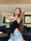 Design Sensing Letters Sling Sling Vest Women's Summer Korean Spice Girl Sexy Body-In-Singing-On-Site Blouse