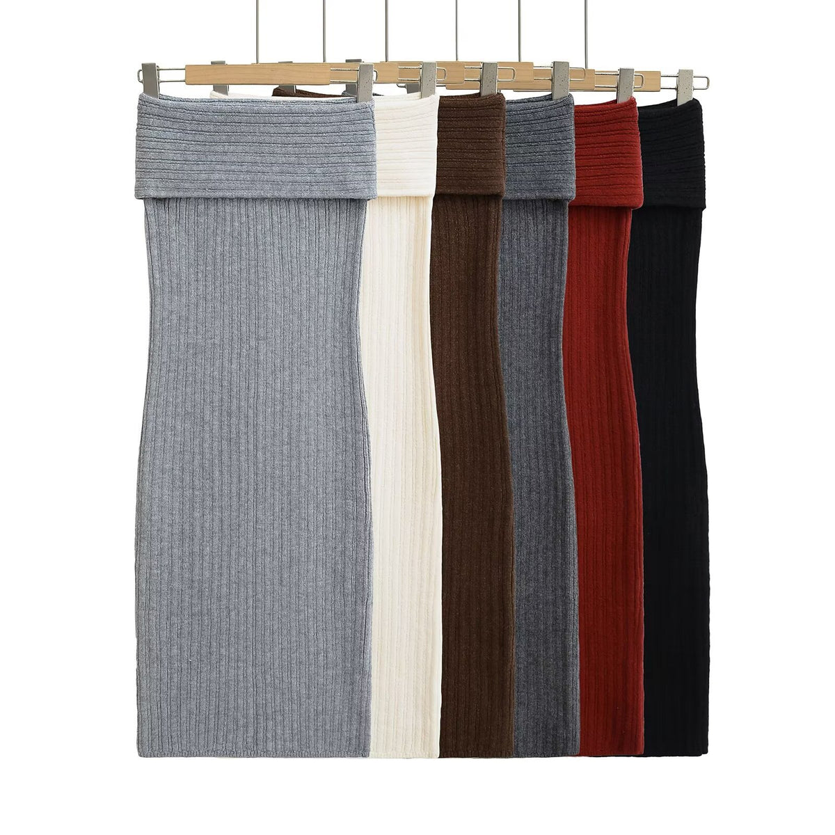 Temperament Gray Side Low-Waisted Woven Ass Skirt Simple Street Slimming Leisure Half Body Skirt Spring