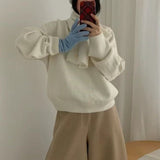KANING Korean Lazy Sweater 2026 New Winter Fashion Exploding Scarf Knitted T-Shirt
