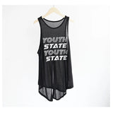 Fashion Sports Running Fitness Yoga Suit Sleeveless Vest Women Summer Loose Letter Yarn Burqa Shirt Top