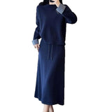 KANING French Lazy Sweater Set Autumn And Winter New Loose Temperament Thin Knitted Skirt Two-Piece