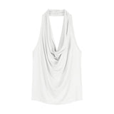 Ins Pure Hot Girl To Repair Sexy Collar Hanging Neck Sleeveless T-Shirt Girl Xia Yu Sister Carefully Machine Bottom Topess Female Tide