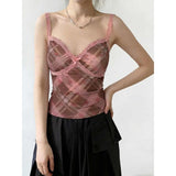 Fashiony Pink Lace Sling Vest Women's Summer New Body-Repair Shoulder-To-Shoulder Temperament