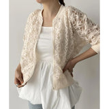 Lotte Spring And Summer Easing Embroidered Women's Skinny Shirt Lace Jacket Sunscreen T-Shirt