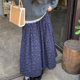 Summer Retro Style With Pocket Creades Half Skirt Woman New Tight Waist A Long Skirt Umbrella Skirt