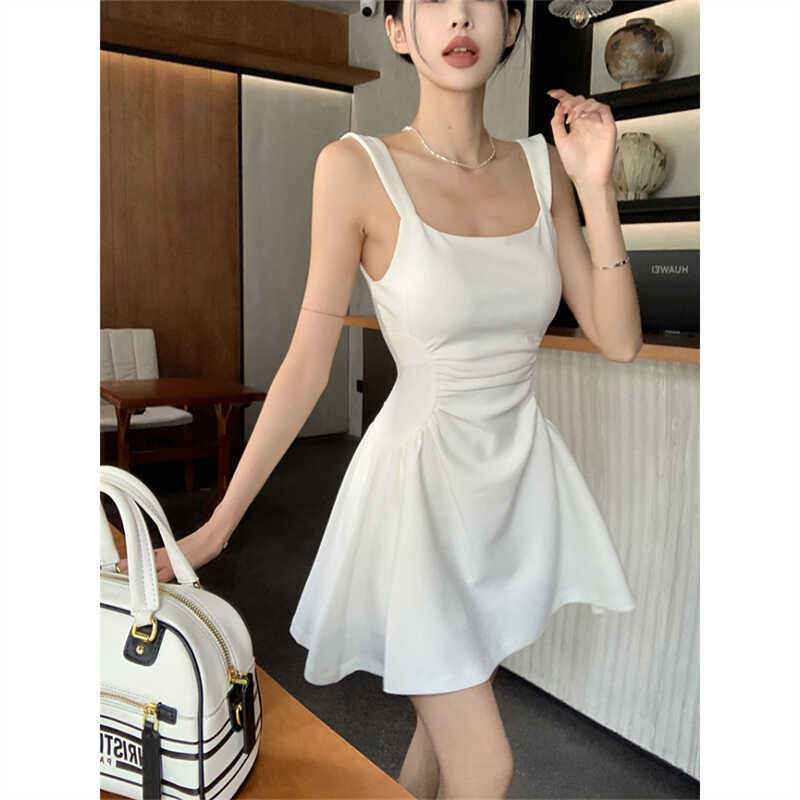 French Temperament Hepburn White Sling Dress Women's New Summer Design Sense Thin A Word Short Skirt