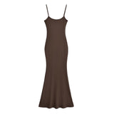 Hottie Sexy U-Neck Waist Slimmed Skirt Dress Dress Street Long Dress Show Skinny Fish Tail